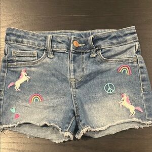 Girls Embroidered Denim Shorts